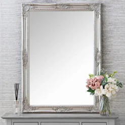 Vienna Silver Frame Rectangular Wall Mirror 75 X 105cm