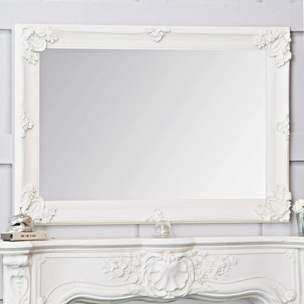 Valencia White Frame Rectangular Wall Mirror 80 X 115cm 1 Valencia White Frame Rectangular Wall Mirror 80 X 115cm