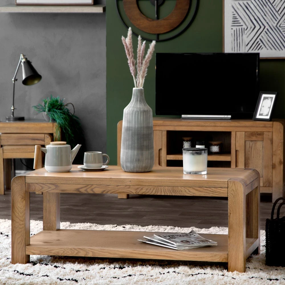 Oslo Chunky Oak Large Coffee Table With Shelf 1 Oslo Chunky Oak Large Coffee Table With Shelf