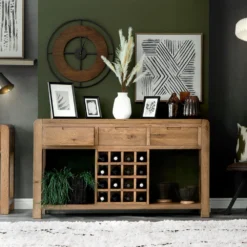 Oslo Chunky Oak Large Sideboard Wine Rack