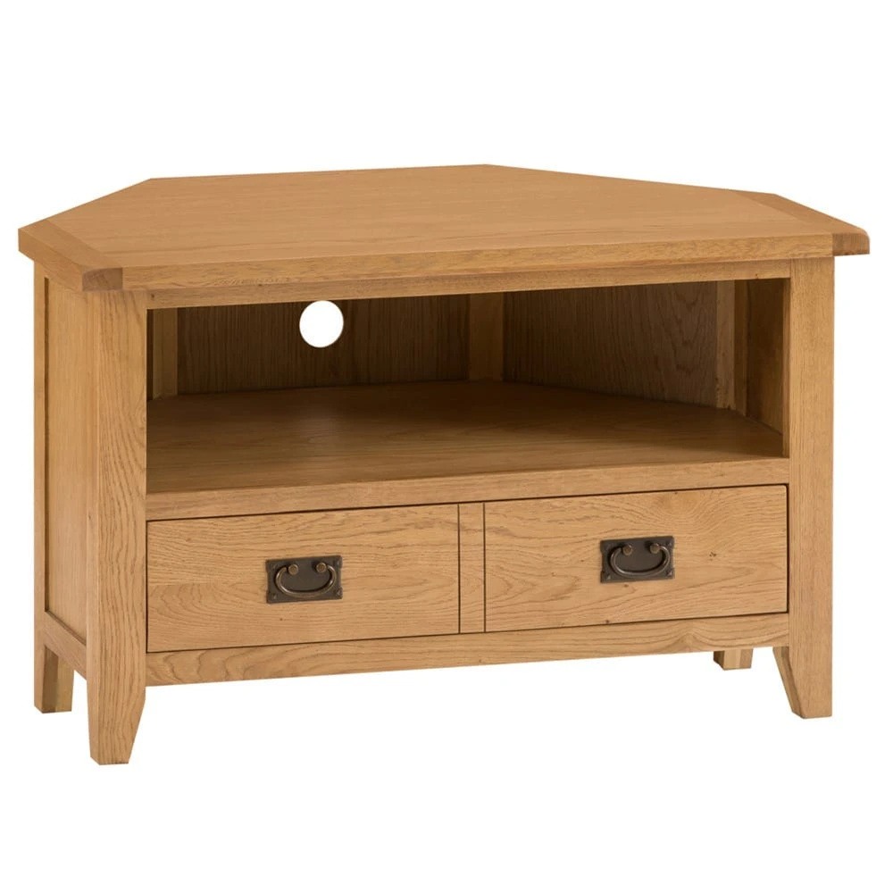 Rustic Oak Corner TV Unit 2 Rustic Oak Corner TV Unit - Image 2