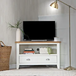 Chester White Painted Oak Corner TV Unit