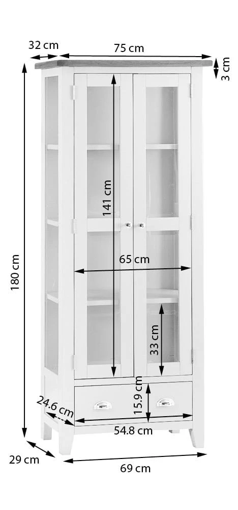 Chester White Painted Oak Glass Display Cabinet 11 Chester White Painted Oak Glass Display Cabinet - Image 11