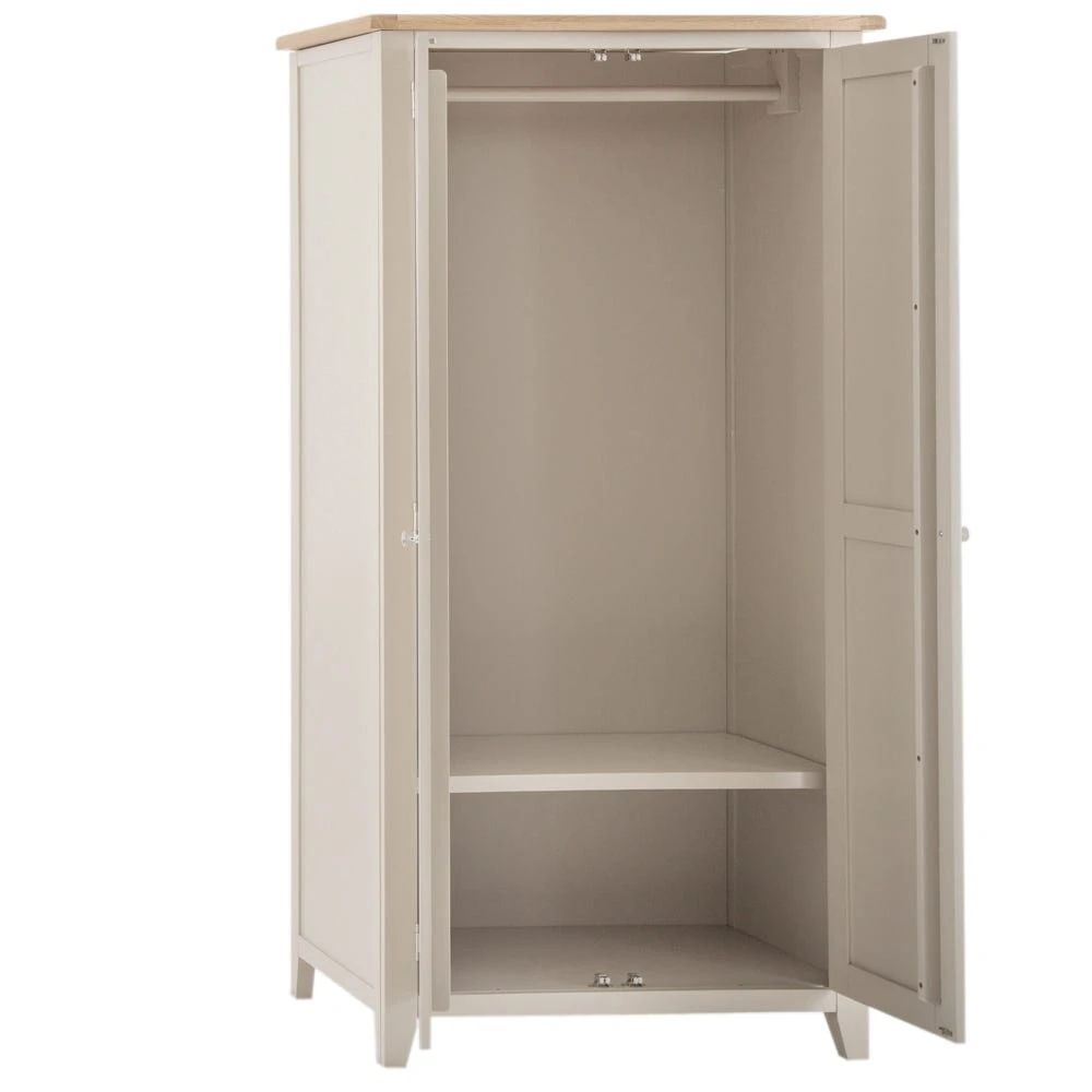 Chester Stone Painted Oak Double Wardrobe 3 Chester Stone Painted Oak Double Wardrobe - Image 3