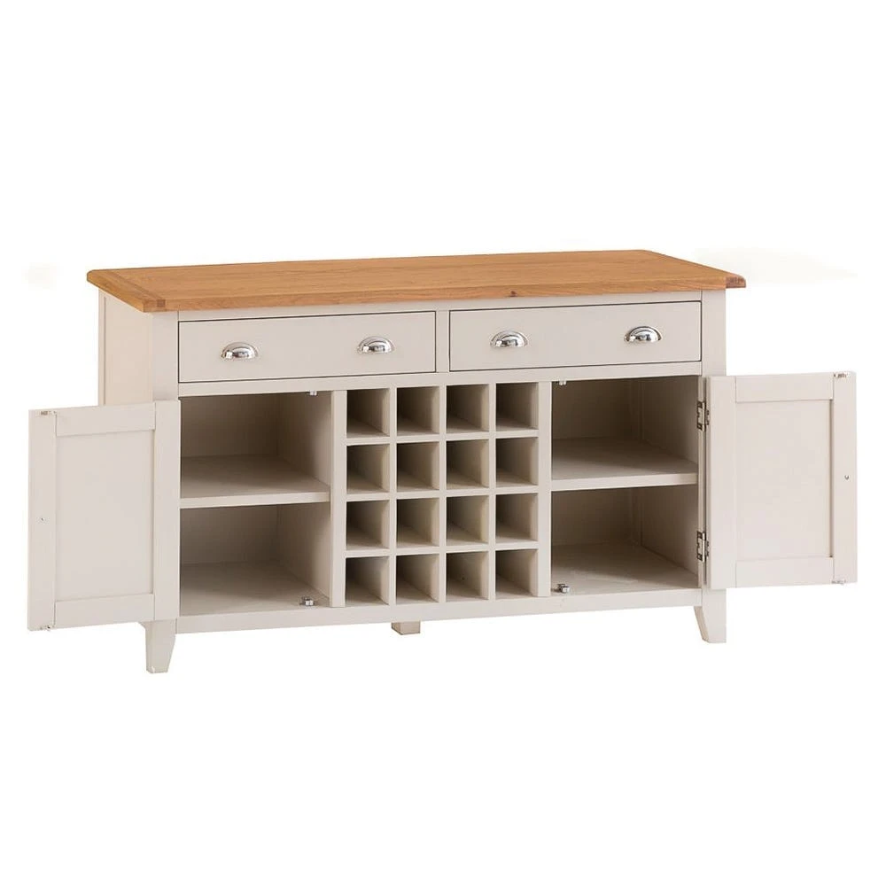 Chester Stone Painted Oak 2 Door Large Sideboard With Wine Rack 3 Chester Stone Painted Oak 2 Door Large Sideboard With Wine Rack - Image 3