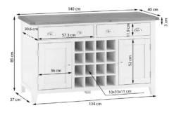 Chester White Painted Oak 2 Door Large Sideboard With Wine Rack -Furniture Specialty Store nc ls wc w 1