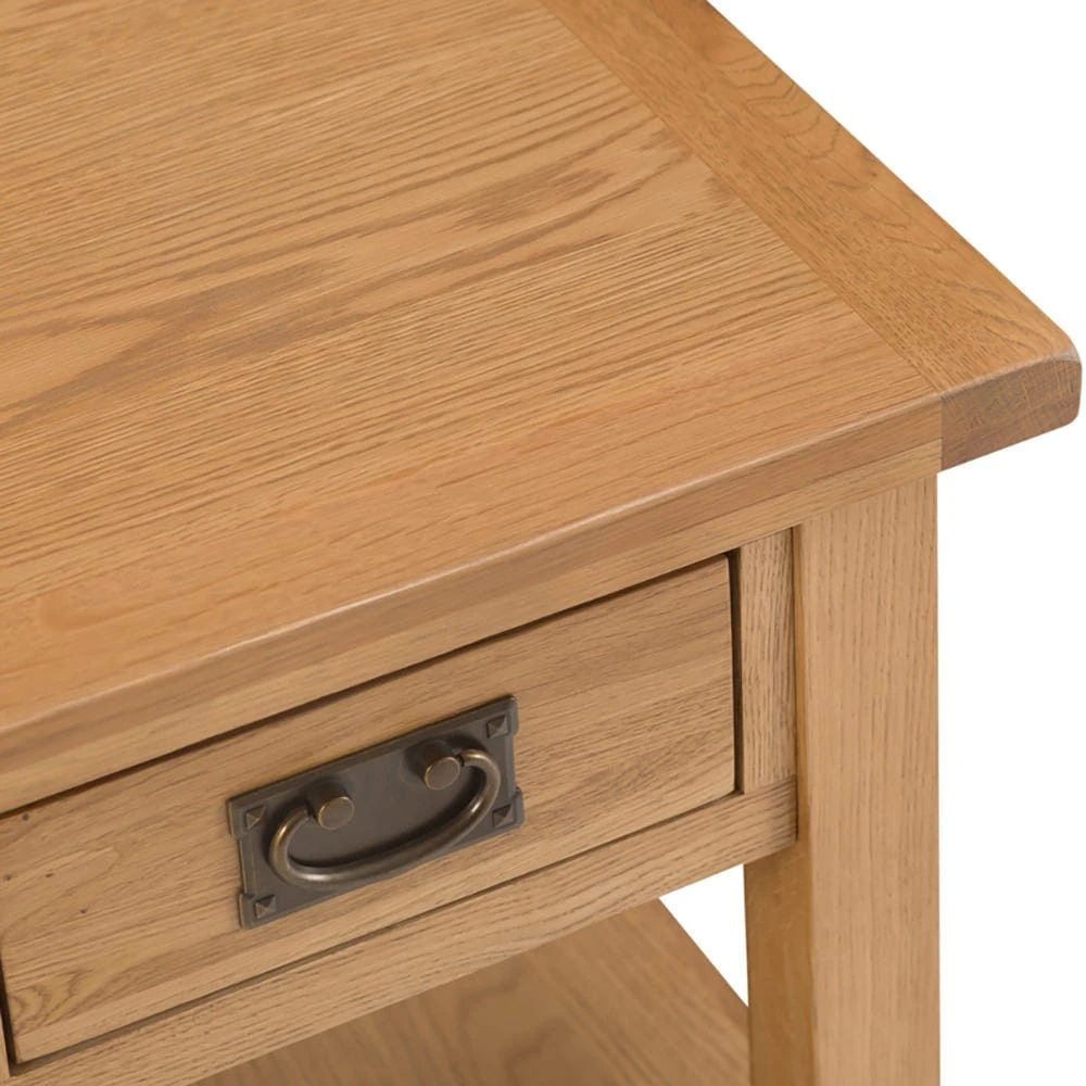 Rustic Oak 1 Drawer Large Lamp Table 8 Rustic Oak 1 Drawer Large Lamp Table - Image 8