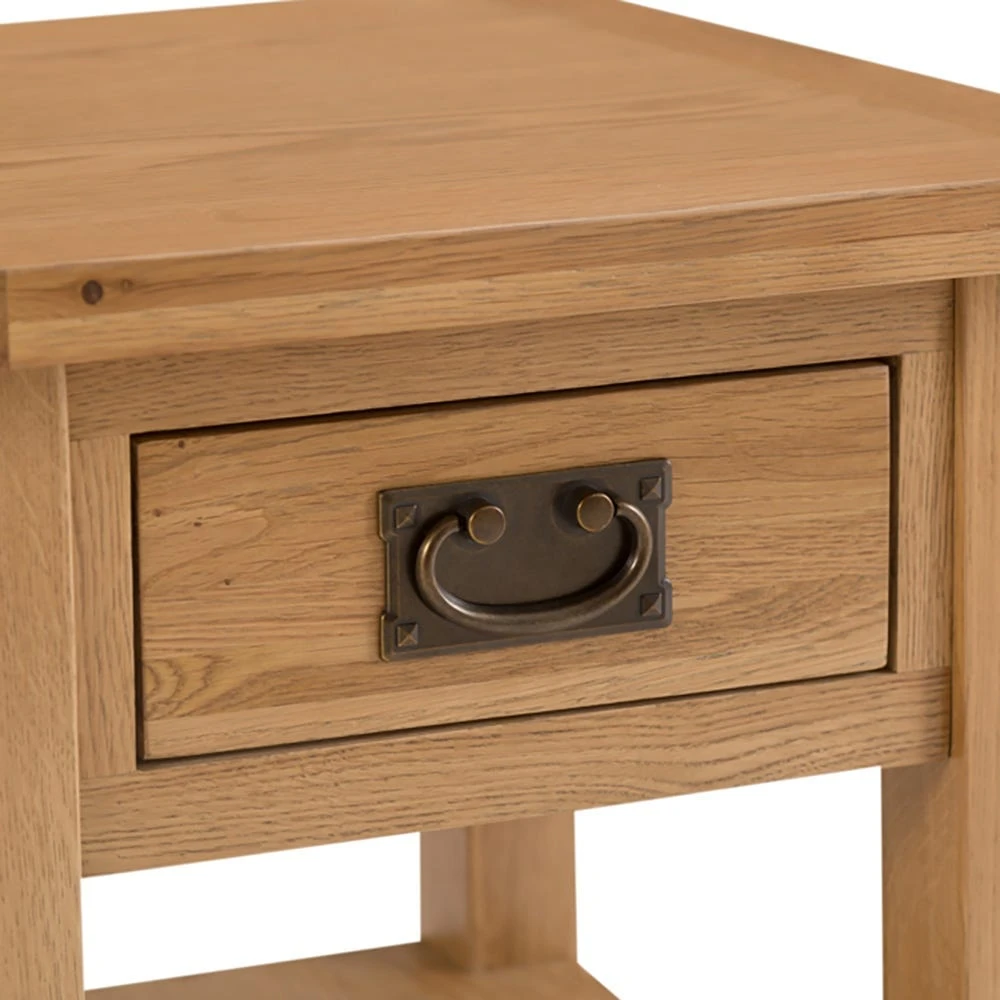 Rustic Oak 1 Drawer Large Lamp Table 6 Rustic Oak 1 Drawer Large Lamp Table - Image 6