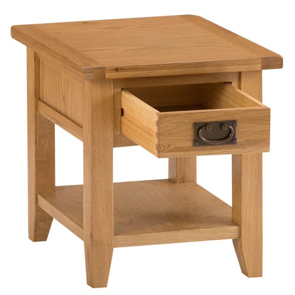 Rustic Oak 1 Drawer Large Lamp Table 3 Rustic Oak 1 Drawer Large Lamp Table - Image 3