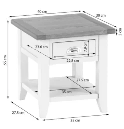 Chester White Painted Oak 1 Drawer Large Lamp Table -Furniture Specialty Store nc lt w 1