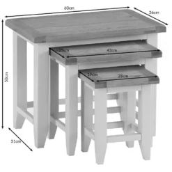 Chester Stone Painted Oak Nest Of 3 Tables -Furniture Specialty Store nc n3t