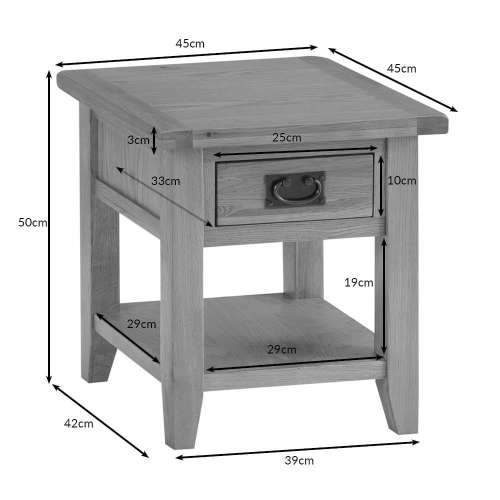 Rustic Oak 1 Drawer Large Lamp Table 10 Rustic Oak 1 Drawer Large Lamp Table - Image 10