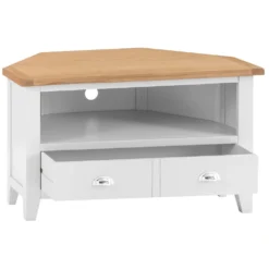 Chester White Painted Oak Corner TV Unit 11 Chester White Painted Oak Corner TV Unit -Furniture Specialty Store nc prt ctv 3 w