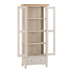 Chester Stone Painted Oak Glass Display Cabinet -Furniture Specialty Store nc prt dis x 2