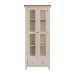 Chester Stone Painted Oak Glass Display Cabinet -Furniture Specialty Store nc prt dis x 9