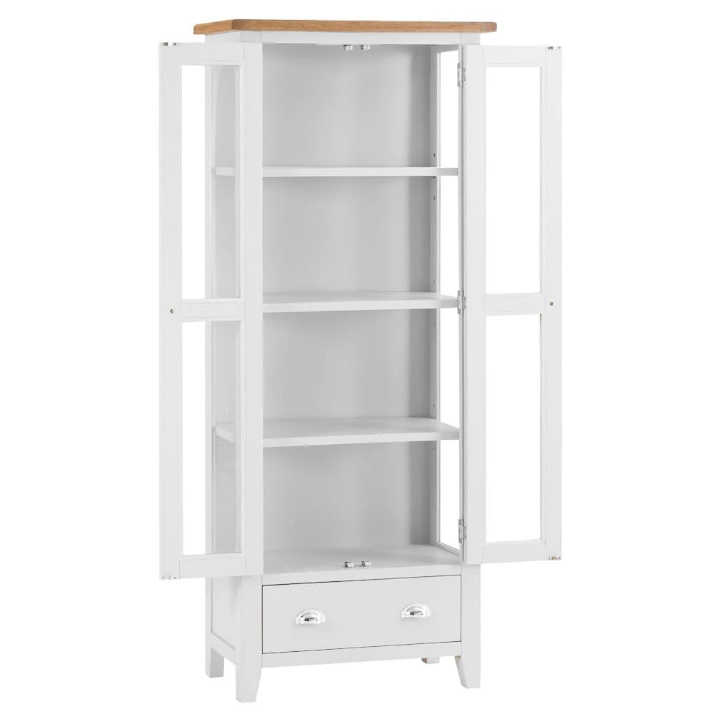 Chester White Painted Oak Glass Display Cabinet 3 Chester White Painted Oak Glass Display Cabinet - Image 3