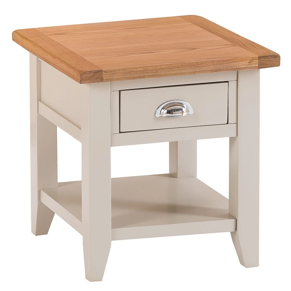 Chester Stone Painted Oak 1 Drawer Large Lamp Table 2 Chester Stone Painted Oak 1 Drawer Large Lamp Table - Image 2