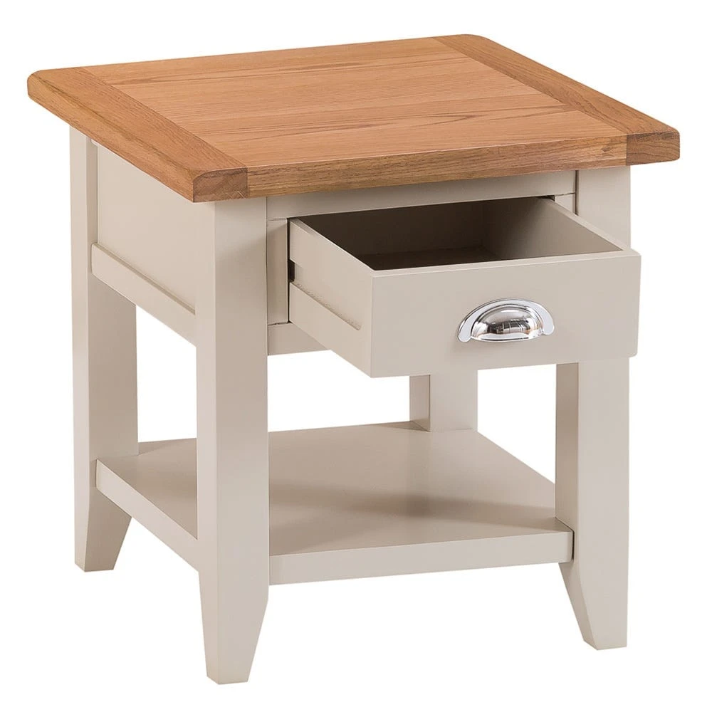 Chester Stone Painted Oak 1 Drawer Large Lamp Table 3 Chester Stone Painted Oak 1 Drawer Large Lamp Table - Image 3