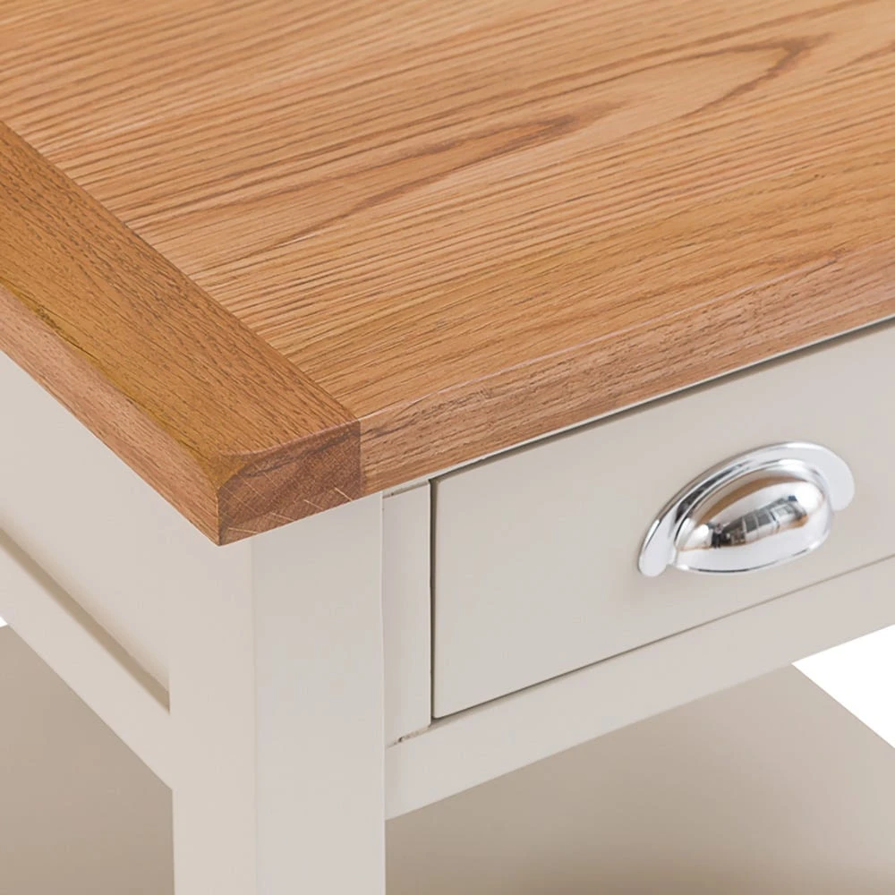 Chester Stone Painted Oak 1 Drawer Large Lamp Table 4 Chester Stone Painted Oak 1 Drawer Large Lamp Table - Image 4