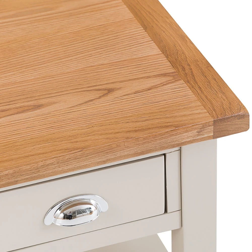 Chester Stone Painted Oak 1 Drawer Large Lamp Table 5 Chester Stone Painted Oak 1 Drawer Large Lamp Table - Image 5