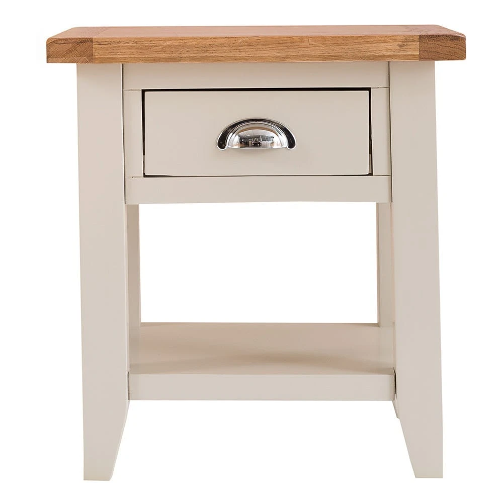 Chester Stone Painted Oak 1 Drawer Large Lamp Table 8 Chester Stone Painted Oak 1 Drawer Large Lamp Table - Image 8