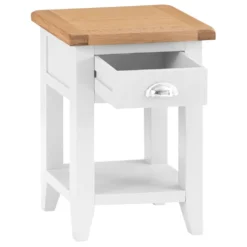 Chester White Painted Oak 1 Drawer Small Lamp Table -Furniture Specialty Store nc prt sit 3 w