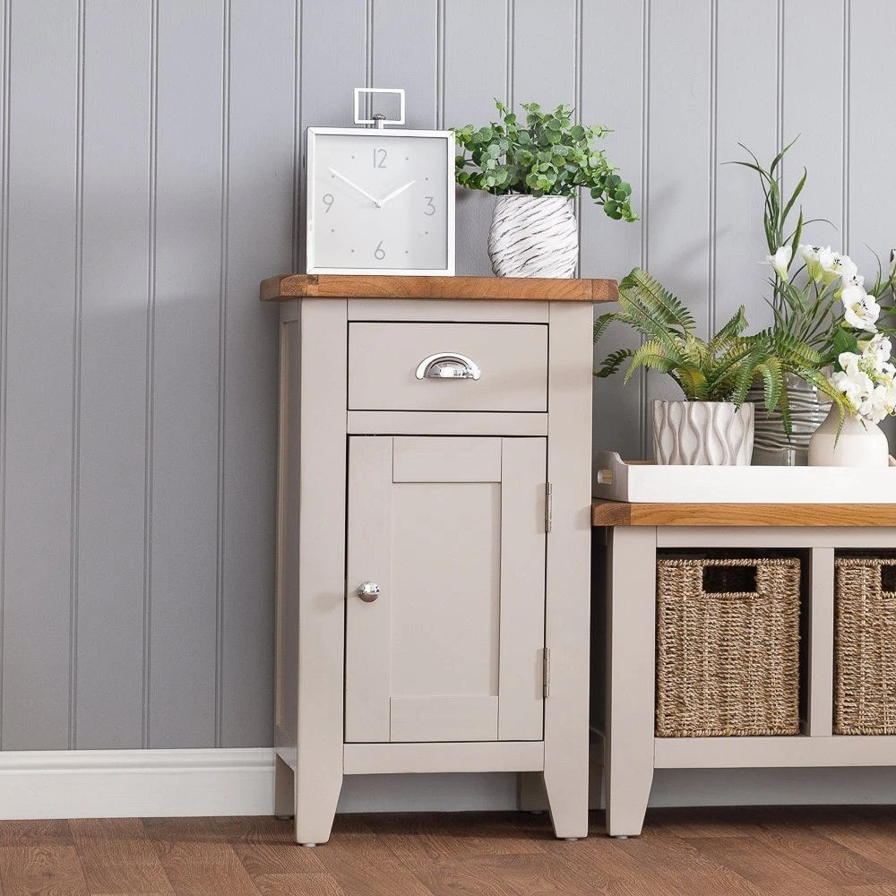 Chester Stone Painted Oak 1 Door Small Cupboard 1 Chester Stone Painted Oak 1 Door Small Cupboard