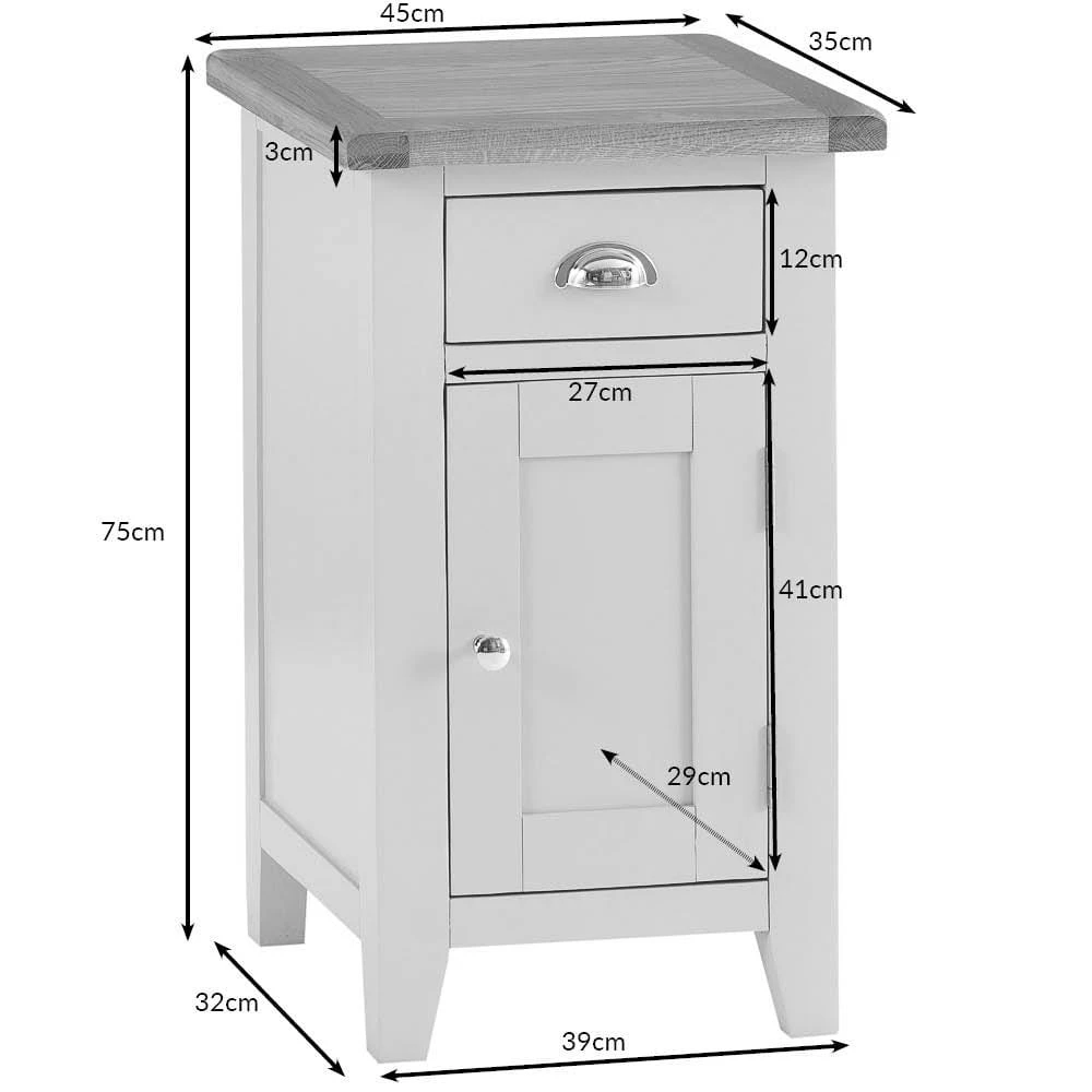 Chester Stone Painted Oak 1 Door Small Cupboard 10 Chester Stone Painted Oak 1 Door Small Cupboard - Image 10