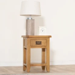 Rustic Oak 1 Drawer Small Lamp Table