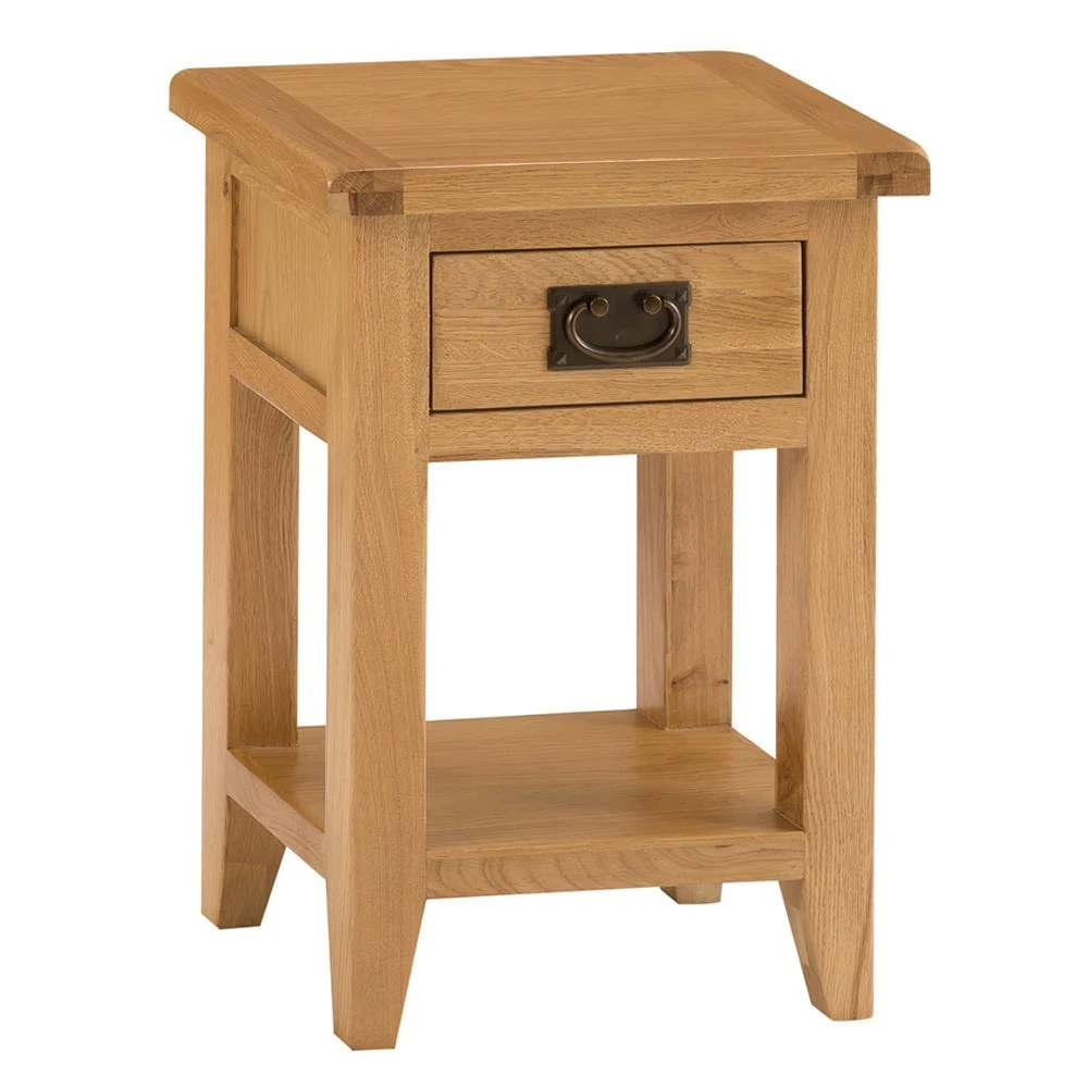 Rustic Oak 1 Drawer Small Lamp Table 2 Rustic Oak 1 Drawer Small Lamp Table - Image 2