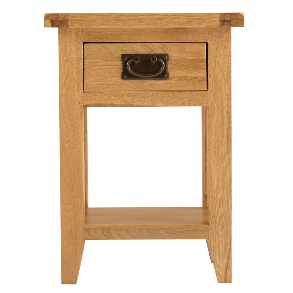 Rustic Oak 1 Drawer Small Lamp Table 9 Rustic Oak 1 Drawer Small Lamp Table - Image 9