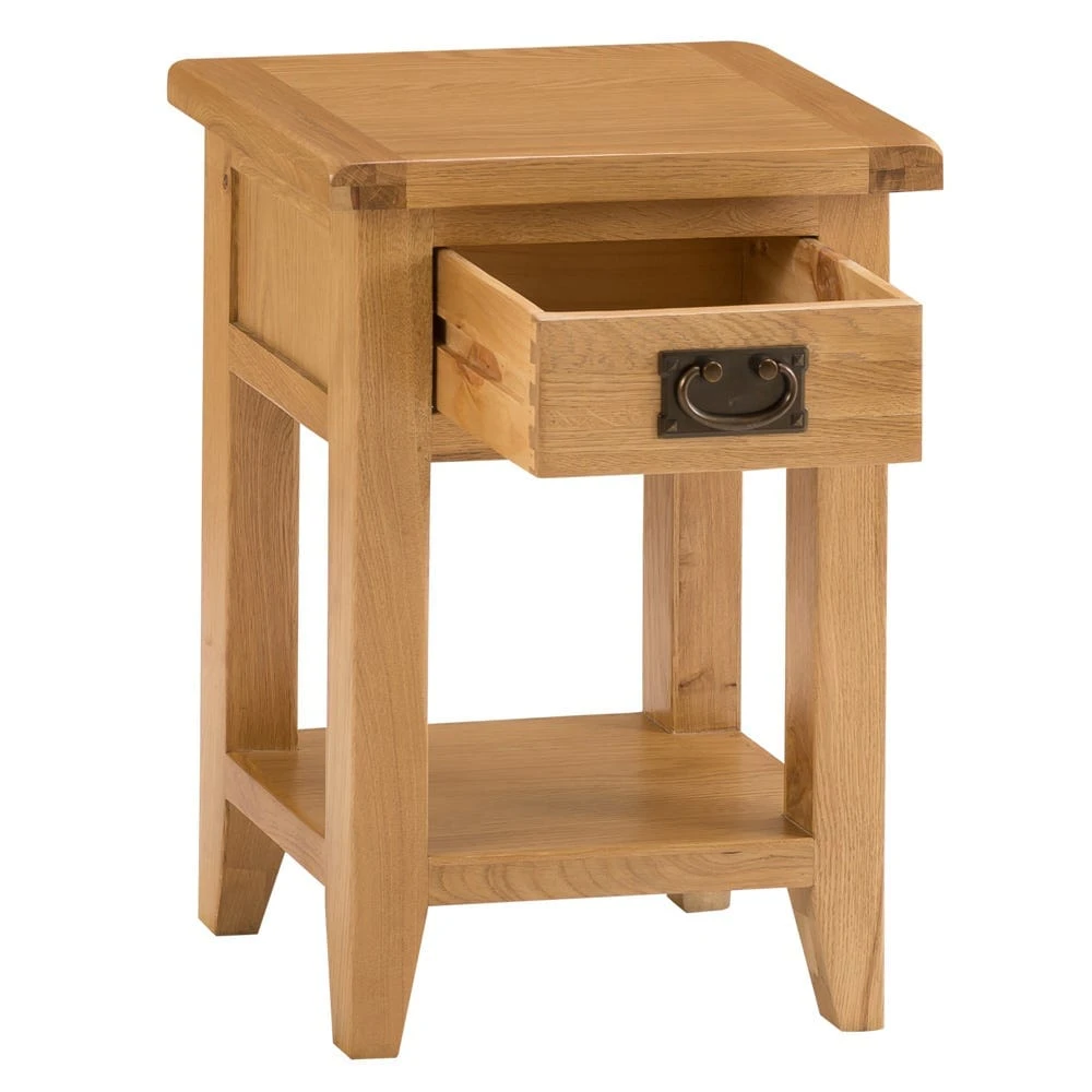 Rustic Oak 1 Drawer Small Lamp Table 3 Rustic Oak 1 Drawer Small Lamp Table - Image 3