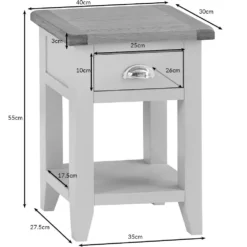 Chester White Painted Oak 1 Drawer Small Lamp Table -Furniture Specialty Store nc sit white