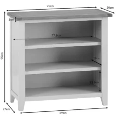 Chester Stone Painted Oak Small Wide Bookcase -Furniture Specialty Store nc swb