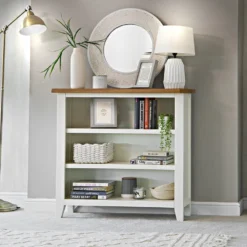 Chester White Painted Oak Small Wide Bookcase