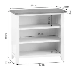 Chester White Painted Oak Small Wide Bookcase -Furniture Specialty Store nc swb w 1