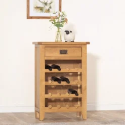 Rustic Oak Wine Cabinet