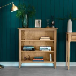 Bergen Oak Small Wide Bookcase