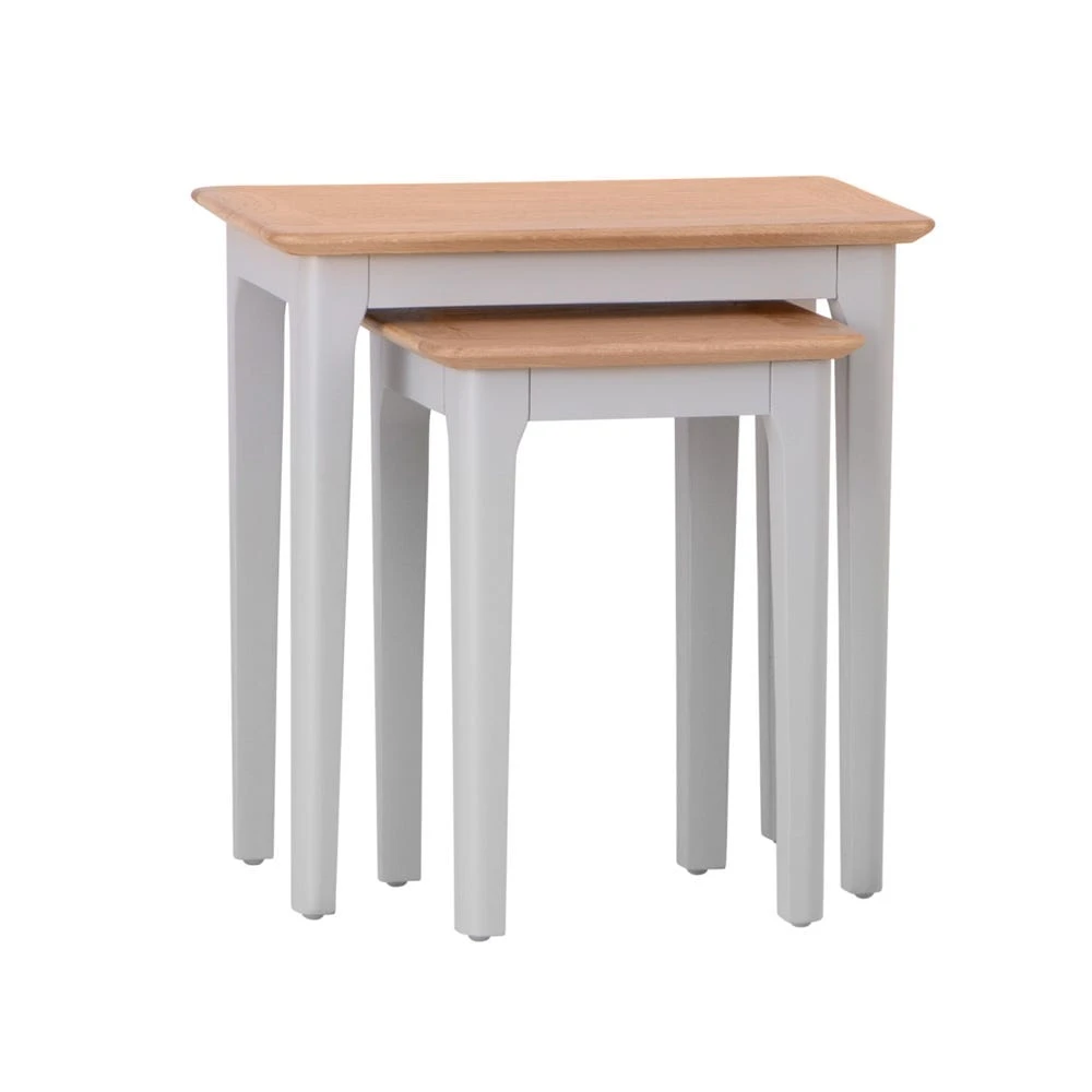 Bergen Grey Painted Oak Nest Of 2 Tables 5 Bergen Grey Painted Oak Nest Of 2 Tables - Image 5