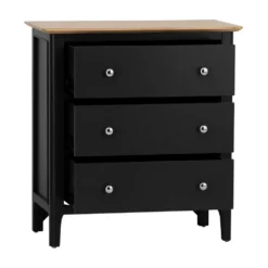 Bergen Black Painted Oak Chest Of 3 Drawers -Furniture Specialty Store ntp 3dc jb 2