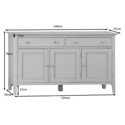 Bergen Grey Painted Oak 3 Door 2 Drawer Large Sideboard -Furniture Specialty Store ntp 3ds dimensions