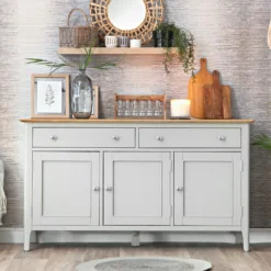 Bergen Grey Painted Oak 3 Door 2 Drawer Large Sideboard