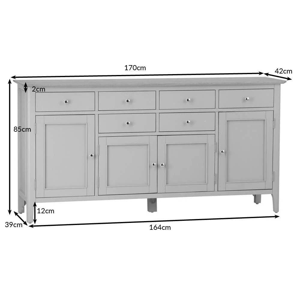 Bergen Grey Painted Oak 4 Door 6 Drawer Extra Large Sideboard 12 Bergen Grey Painted Oak 4 Door 6 Drawer Extra Large Sideboard - Image 12