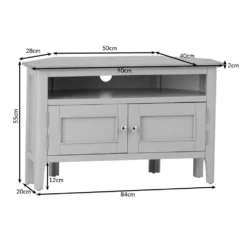 Bergen Grey Painted Oak Corner TV Unit -Furniture Specialty Store ntp ctv dimensions