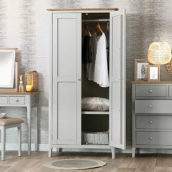 Bergen Grey Painted Oak Double Wardrobe
