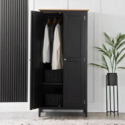 Bergen Black Painted Oak Double Wardrobe