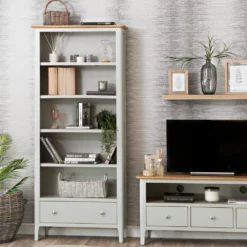 Bergen Grey Painted Oak Large Bookcase