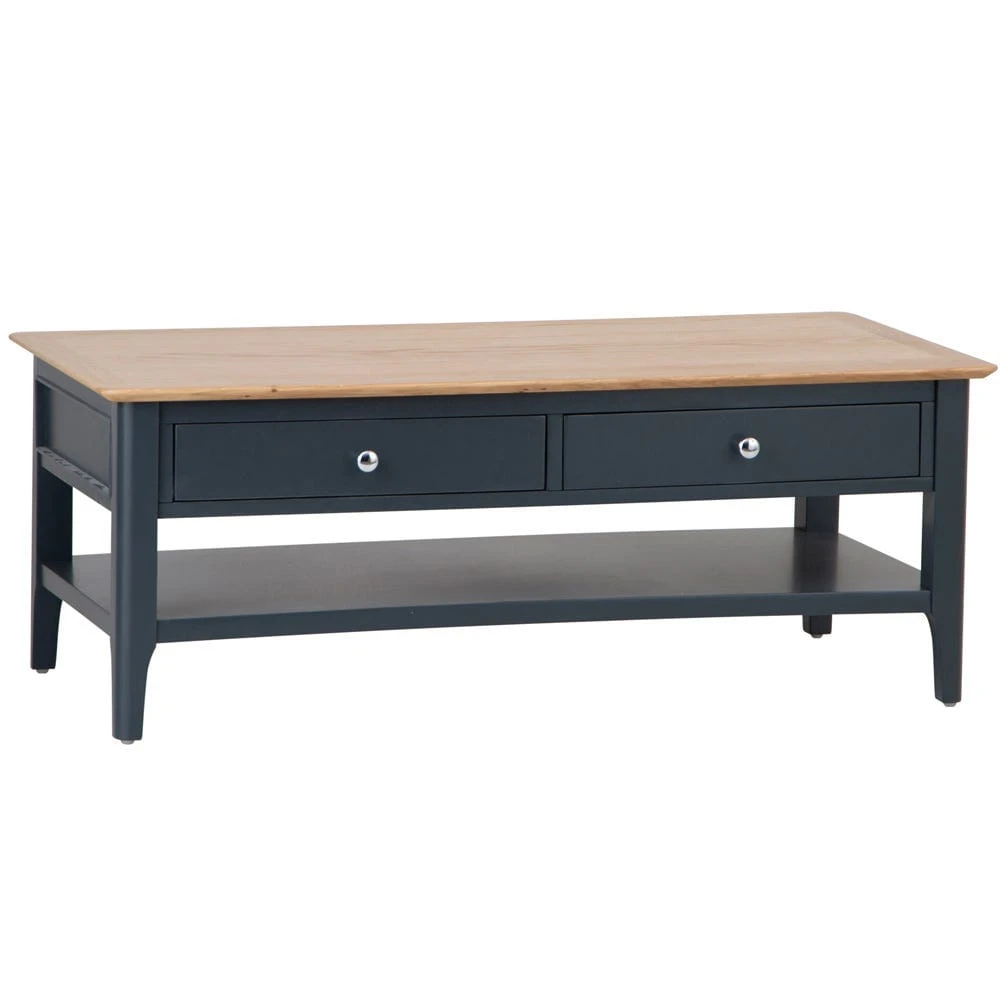 Bergen Blue Painted Oak Large Coffee Table 2 Bergen Blue Painted Oak Large Coffee Table - Image 2
