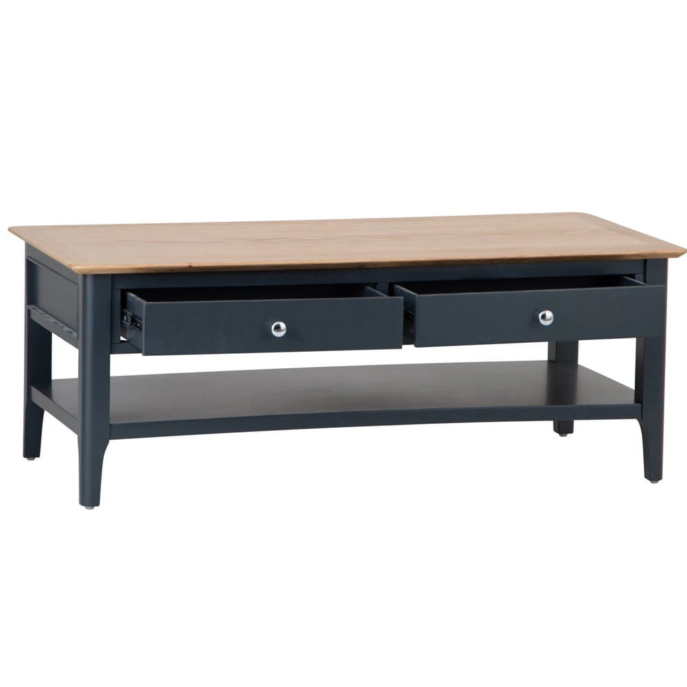Bergen Blue Painted Oak Large Coffee Table 3 Bergen Blue Painted Oak Large Coffee Table - Image 3