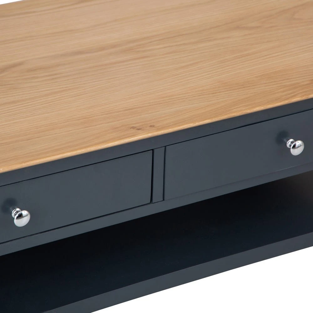 Bergen Blue Painted Oak Large Coffee Table 6 Bergen Blue Painted Oak Large Coffee Table - Image 6